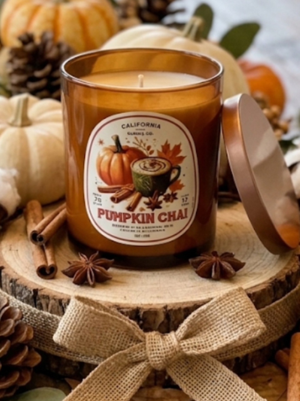 Pumpkin Chai Scented Candle - Amber
